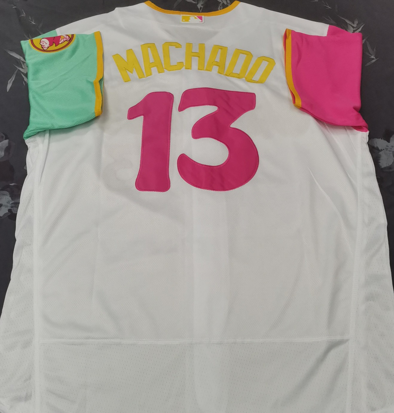 Manny Machado #13 Padres City White Flex Base Sewn Stitched Jersey.