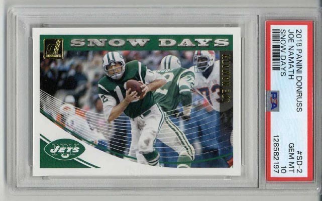 2018 PANINI DONRUSS SNOW DAYS #SD-2 JOE NAMATH NEW YORK JETS PSA 10 LOW POP RARE