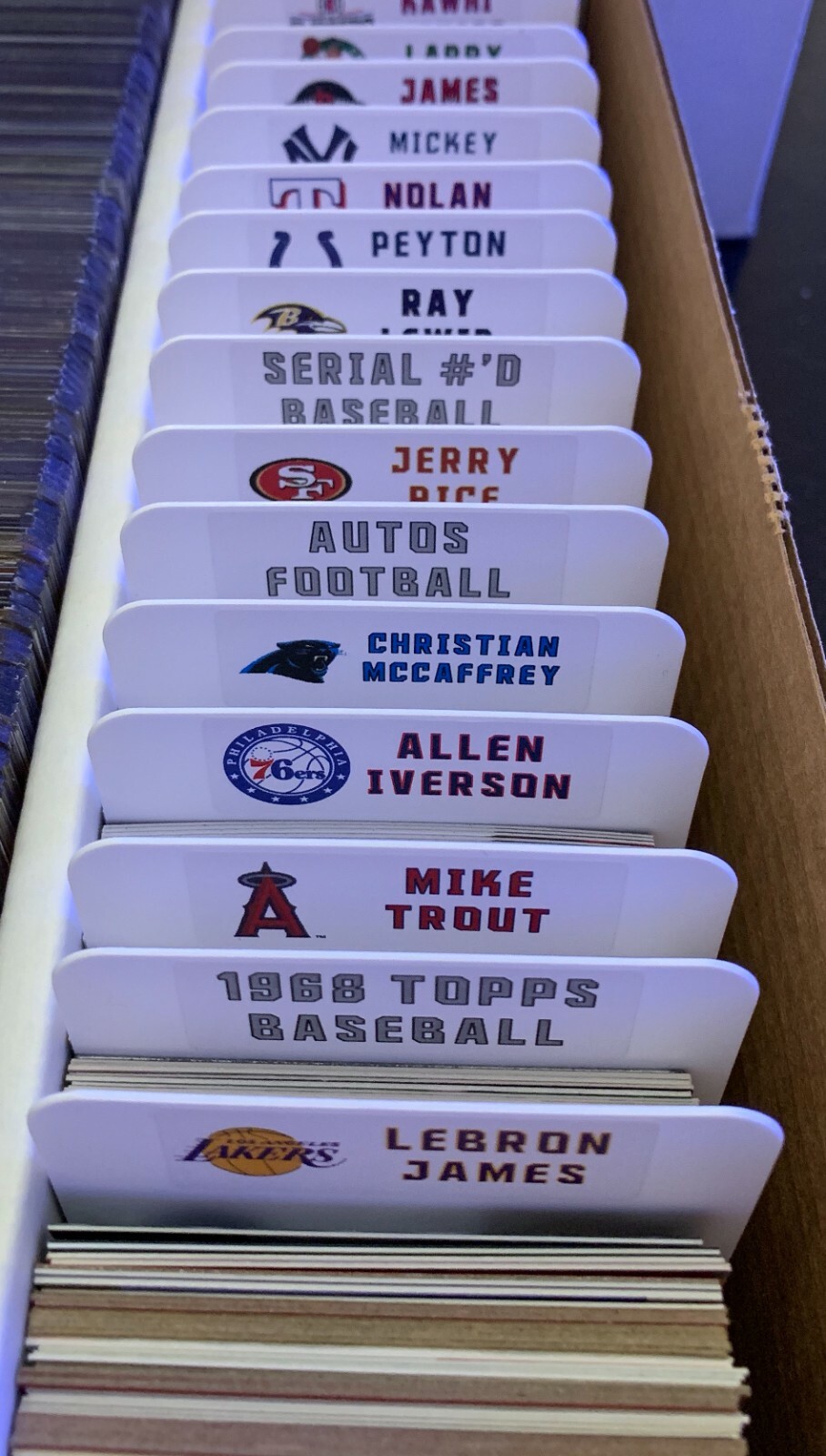 Sports Card Tall Divider With Customized Player Label – MLB NFL NHL NBA NCAA MLS