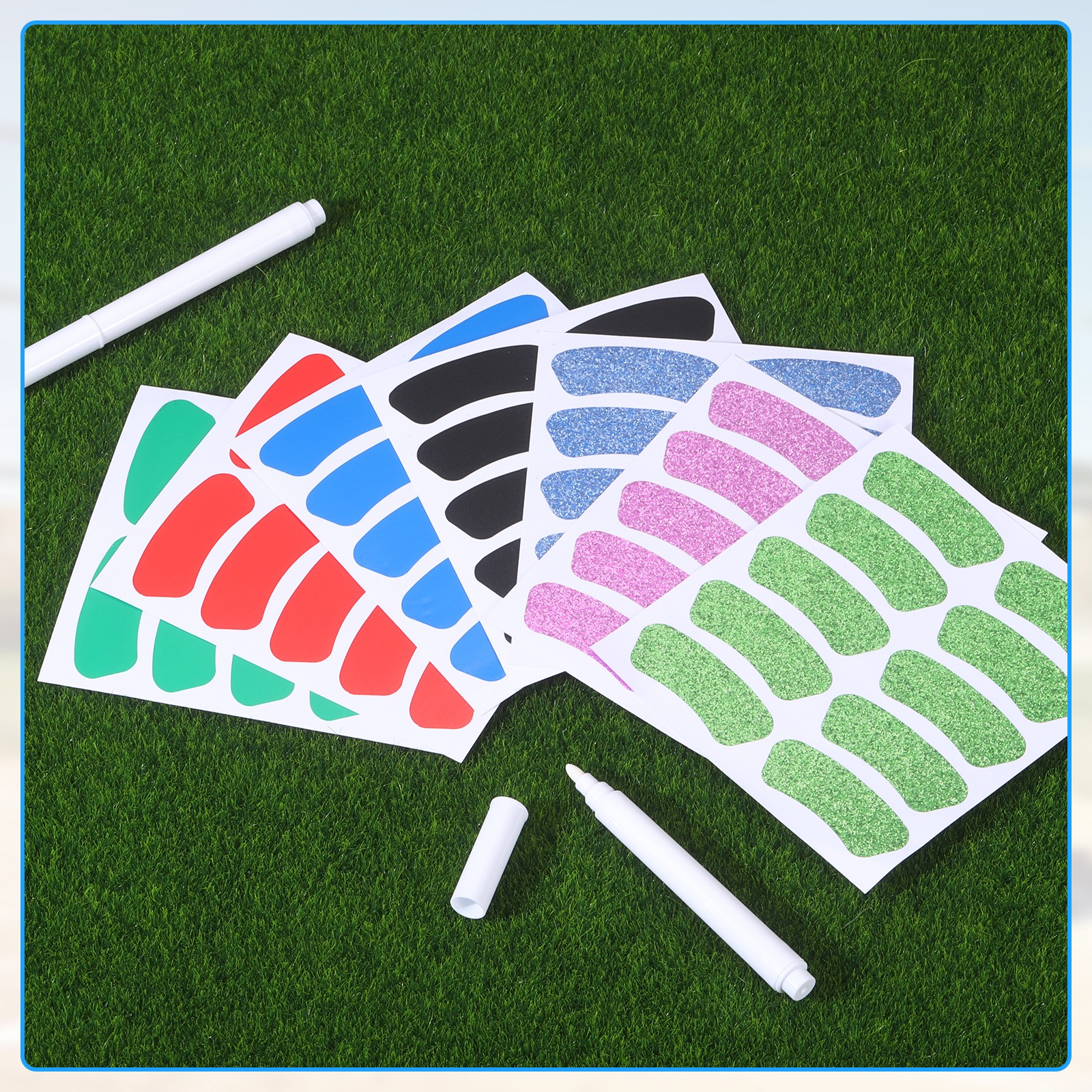 120 Pair Sports Eye Stickers Face Stickers with 1Pcs White Pencil Black
