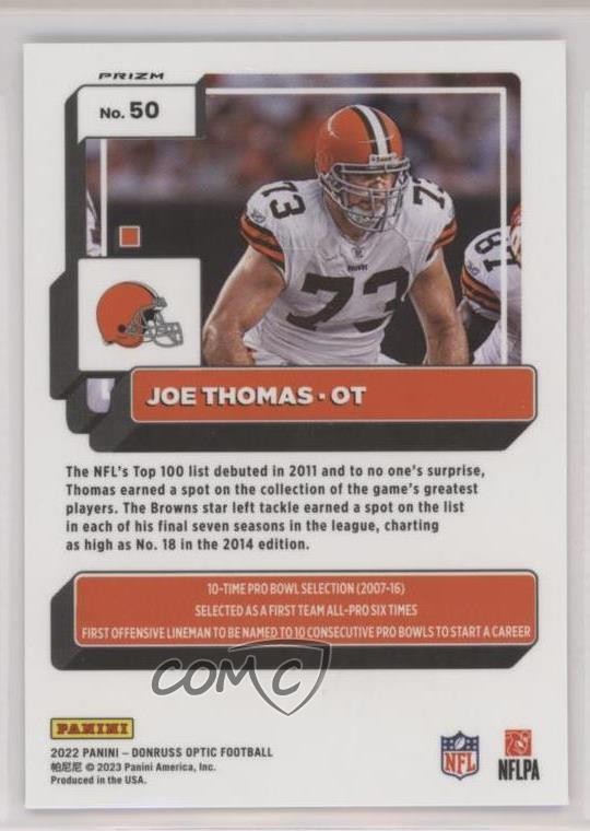 2022 Panini Donruss Optic Holo Prizm Joe Thomas #50 HOF 10tb