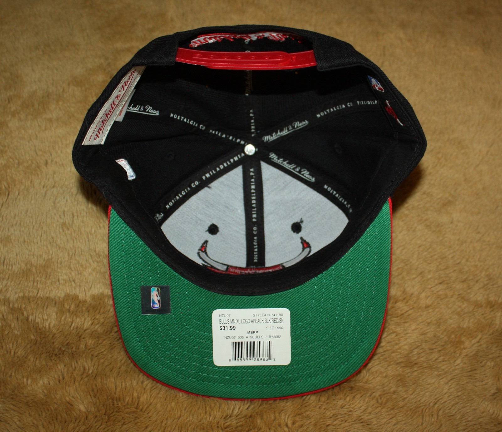 2016 Mitchell & Ness Bulls Snapback Hat Black Red NBA Side Logo NZU07 Wool Blend
