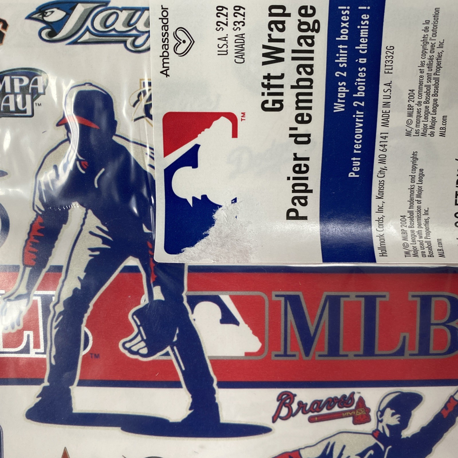 Vintage 2004 MLB All Teams Wrapping Paper Gift Wrap Birthday Holiday Rare