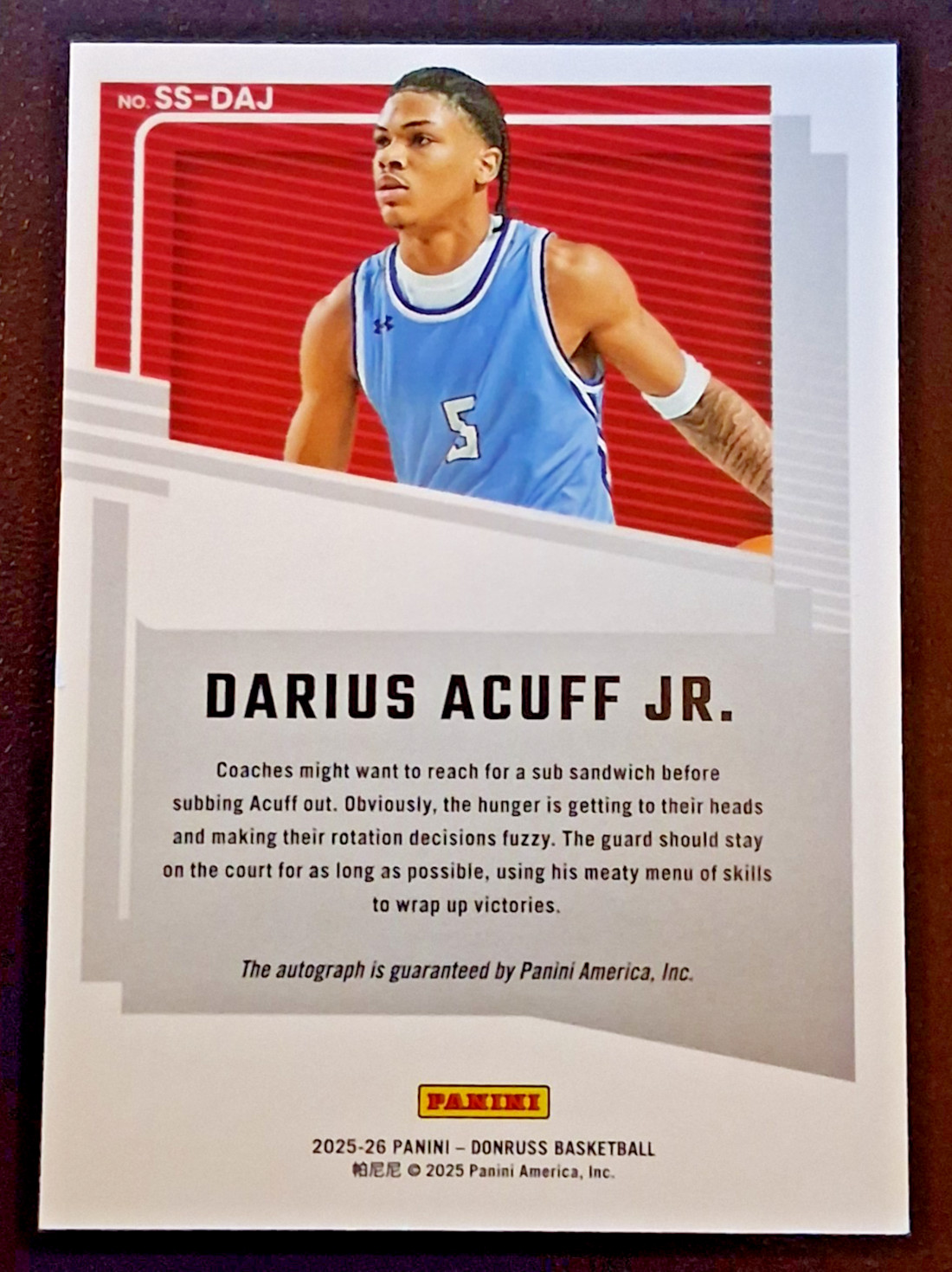 2025-26 Donruss Basketball NIL Significant Signatures Red Darius Acuff Jr #88/99