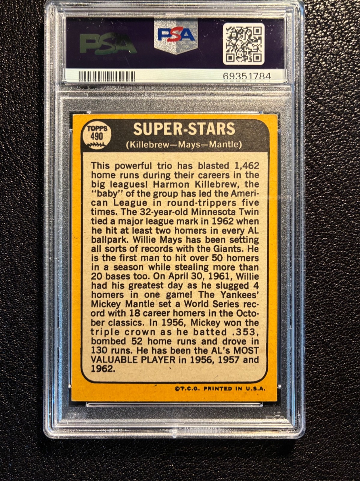 1968 Topps Superstars Mantle/Mays/Killebrew #490 Psa 6.5