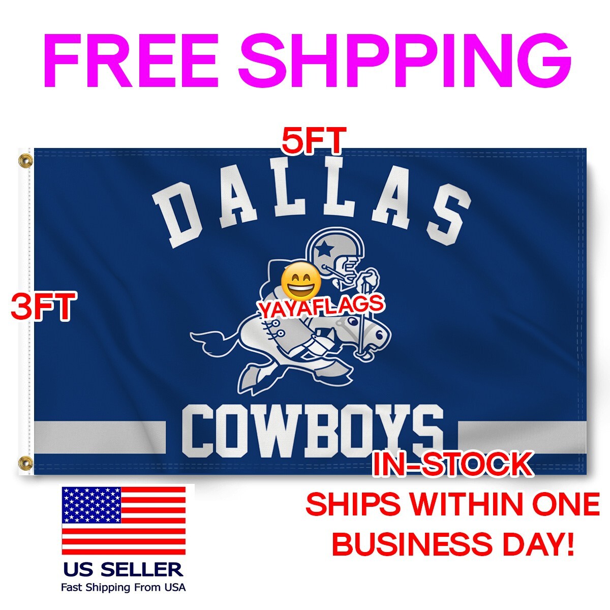 Dallas Cowboys Flag 3×5 Banner Star Logo FAST FREE Shipping US Seller