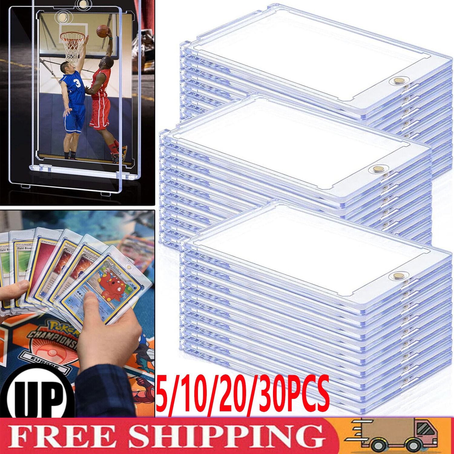 5-30PCS Ultra Clear One Touch Magnetic Card Holder For 35PT Trading Sports Cards