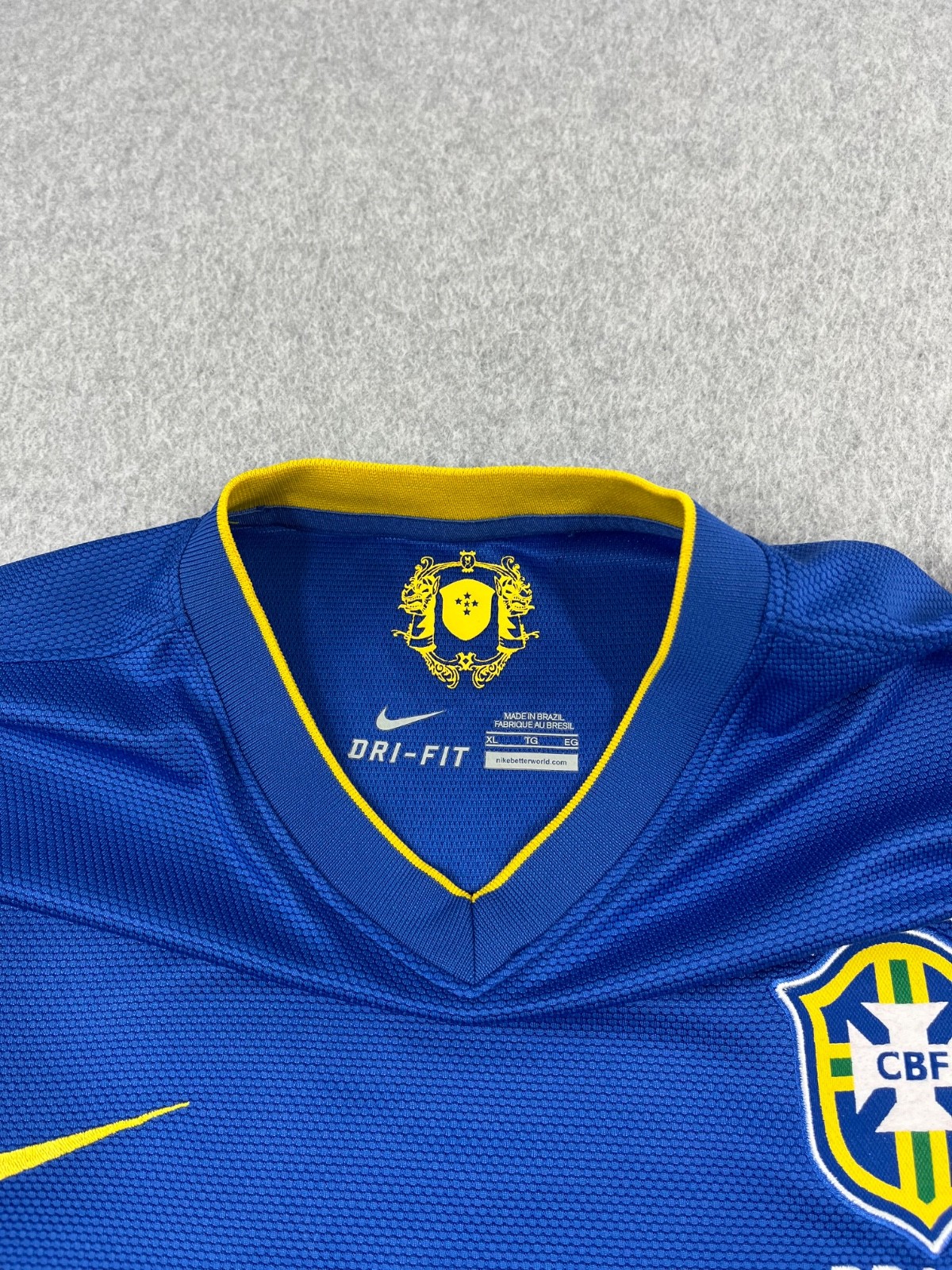 Brazil National Soccer Team Jersey Shirt Mens XL Blue 2010/11 CBF Nike Dri Fit