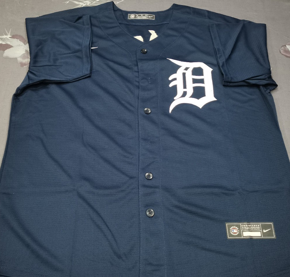 Javier Baez #28 Tigers Navy Cool Base Sewn Stitched Jersey.