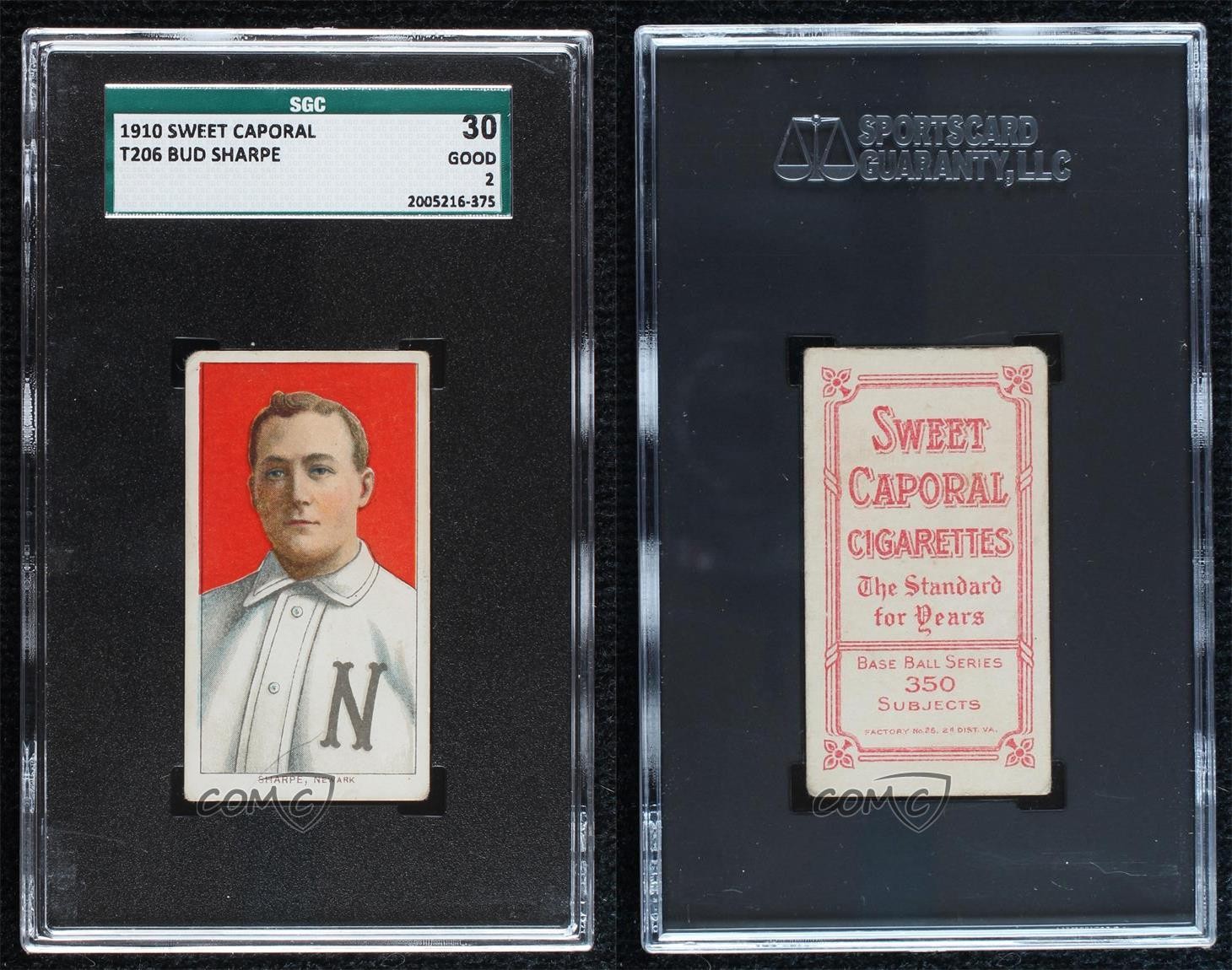 1909-11 T206 Sweet Caporal 350 Factory No 25 Back Bud Sharpe 0q4x