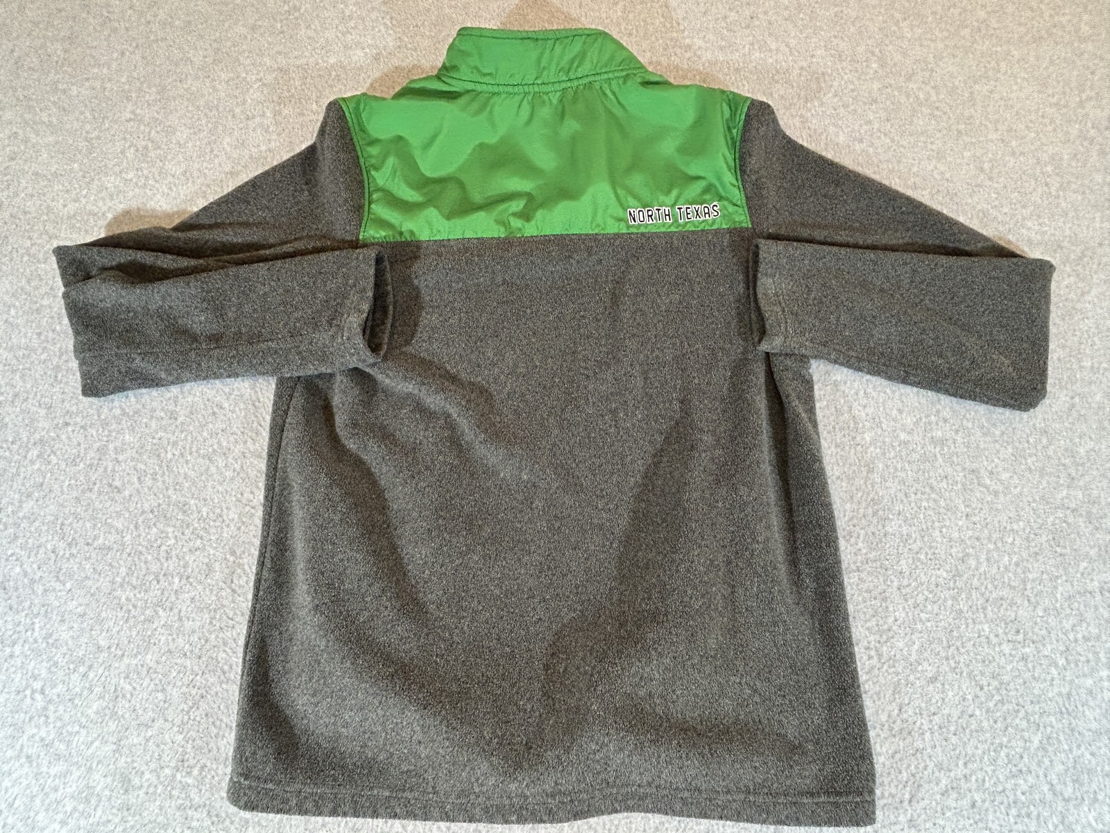 North Texas Mean Green Sweatshirt Men Large Gray Fleece Pullover 1/4 Snap Jacket
