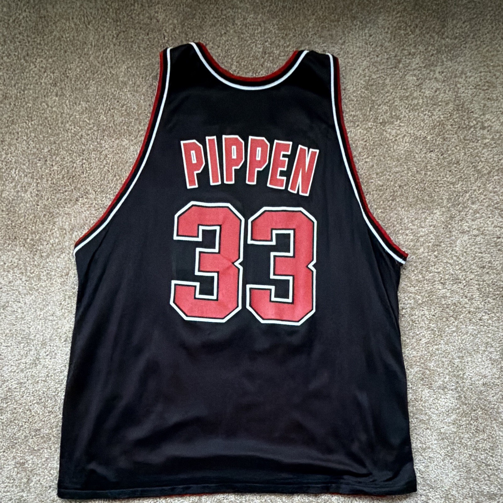Champion Chicago Bulls Scottie Pippen #33 Reversible Jersey Black/Red Men 48