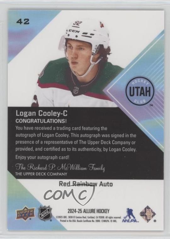 2024-25 Upper Deck Allure Red Rainbow Auto Logan Cooley #42 Auto 1pc9