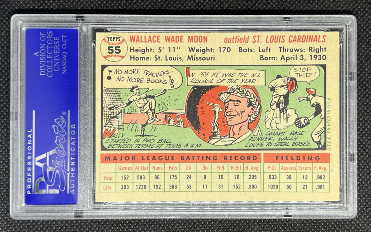 1956 Topps Wally Moon #55 NM-MT PSA 8