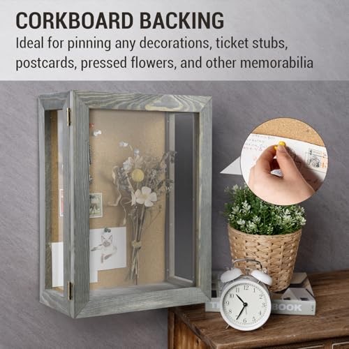 11×15 Deep Shadow Box Frame, Display Case Wall Mount for Picture, Grey