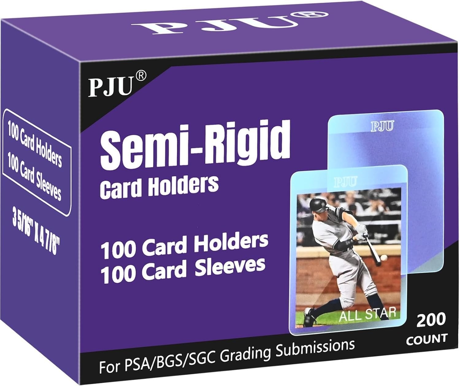 100ct Semi Rigid Card Holders & 100ct Card Sleeves for PSA, SGC, BGS, CSG Gra…