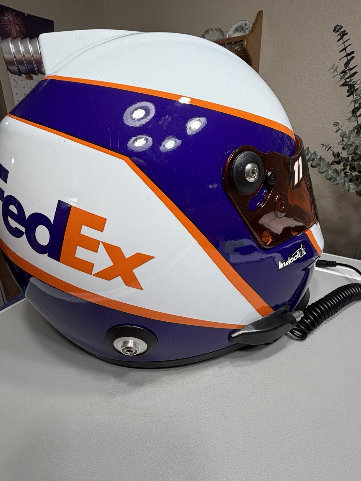 Denny Hamlin Signed FedEx #11 Full-Size Racing Helmet w/Pristine Authentic COA
