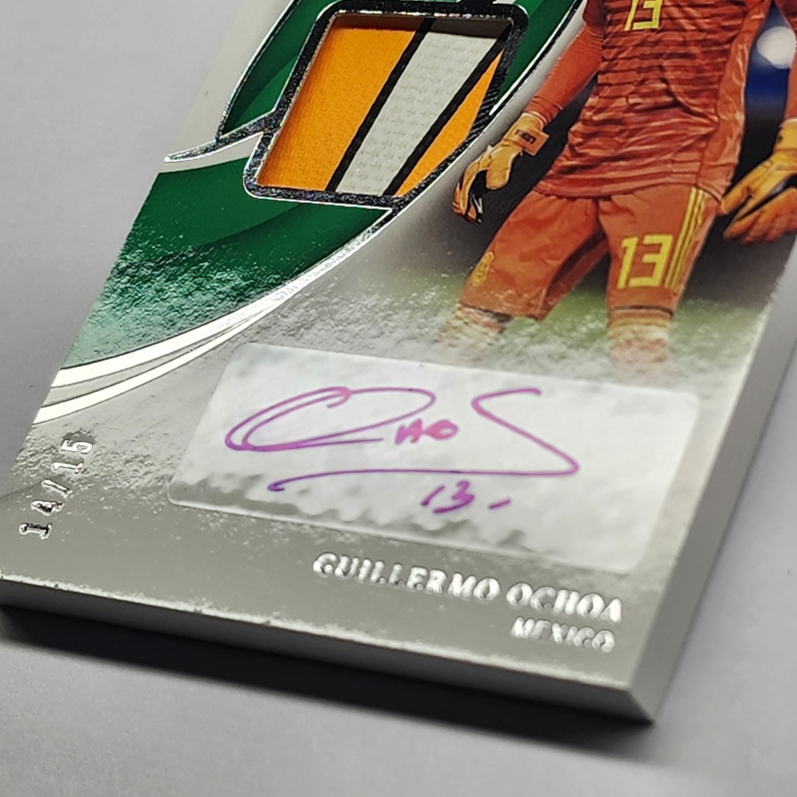 Guillermo Ochoa NIKE LOGO 2018-19 Panini Immaculate Mexico Boot Patch Auto /15