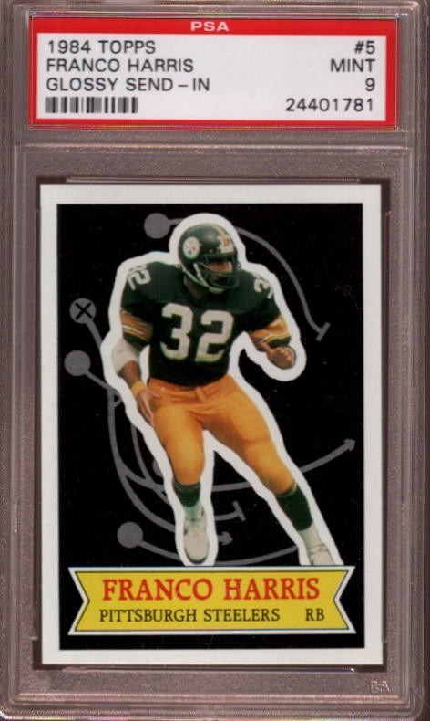 1984 TOPPS # 5 FRANCO HARRIS (GLOSSY SEND-IN) PITTSBURGH STEELERS PSA 9 MINT