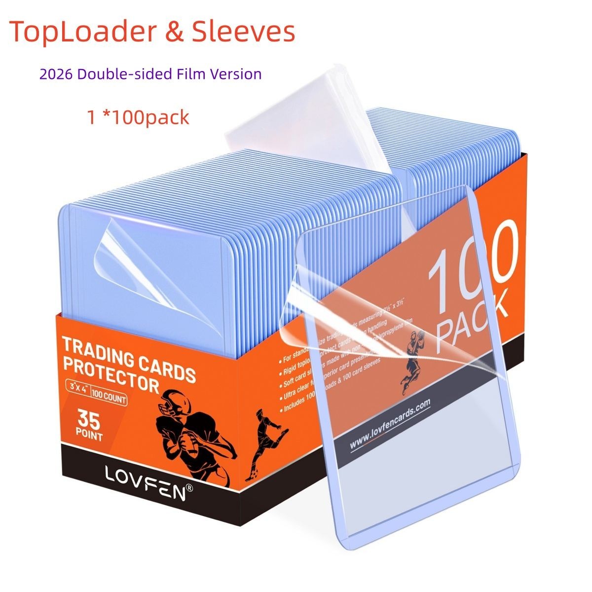 100-1000CT 3×4 Double-Sided Film Toploaders & Sleeves For 35pt Sports Cards 2026