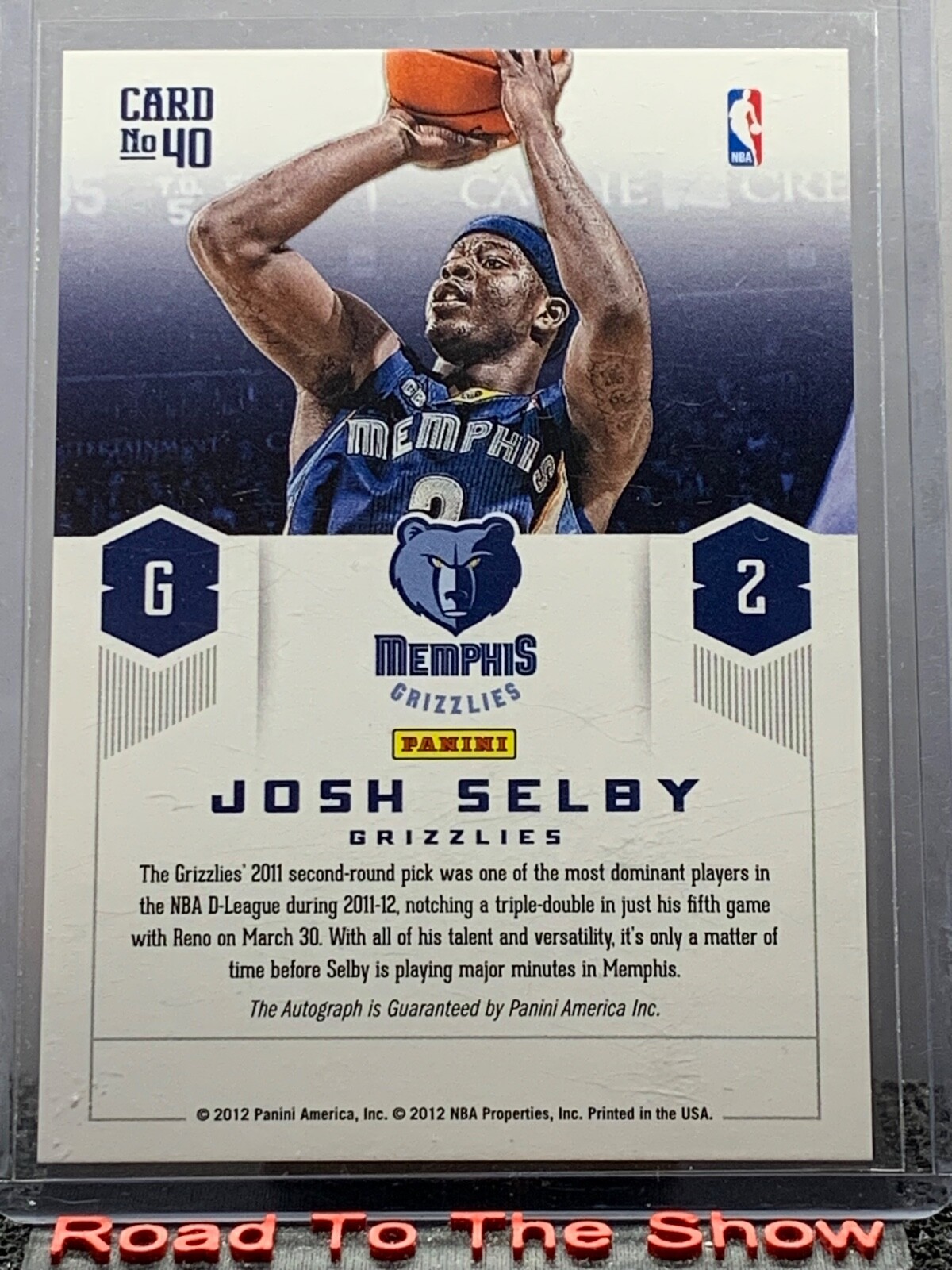 2012 Prestige Panini Prestigious Picks Autograph JOSH SELBY #40 Memphis
