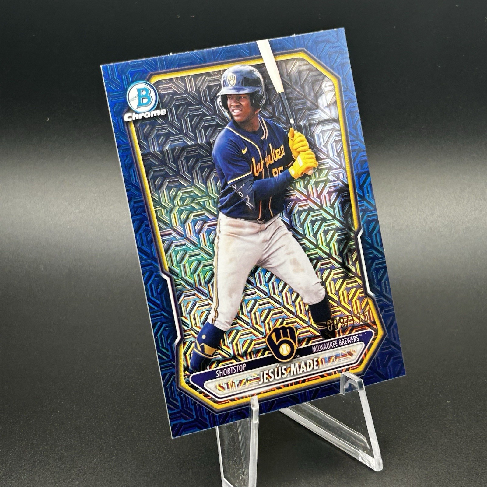 2026 Bowman JESUS MADE /175 Navy Refractor Mega Mojo Milwaukee Brewers BCP-96