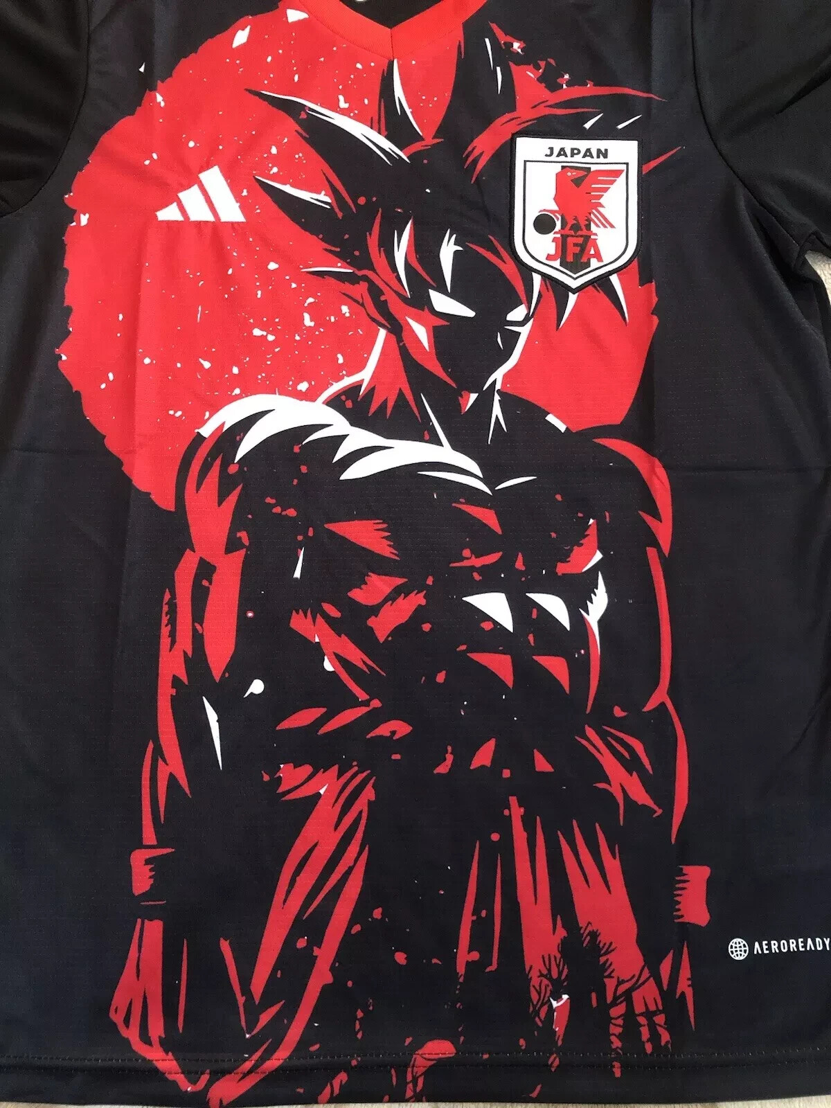 Japan Soccer Jersey Dragon Ball Goku Anime Black/White Edition S,M,L,XL,XXL