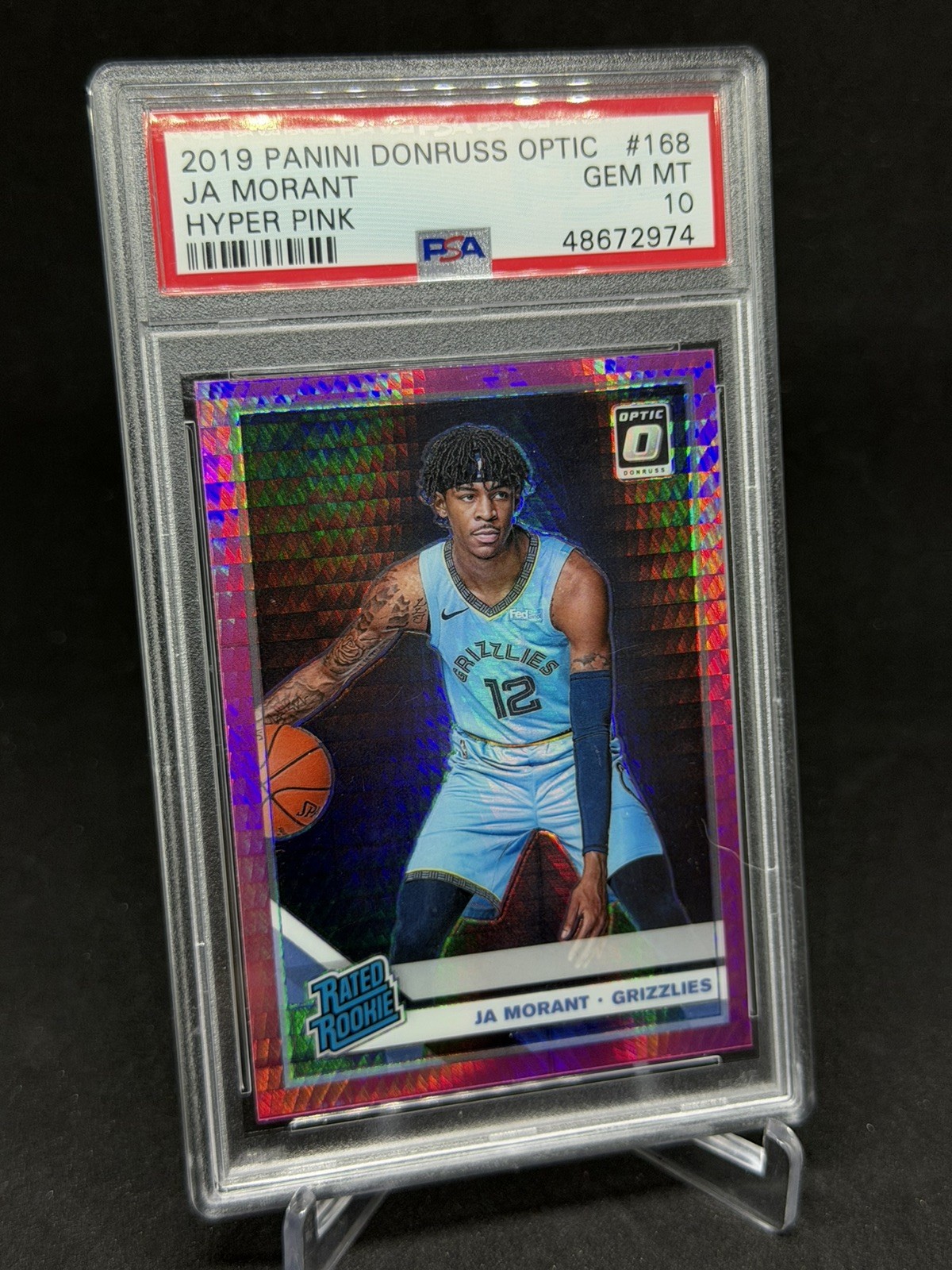 Panini 2019-20 Donruss Optic Ja Morant Rated Rookie #168 Pink Hyper PSA 10