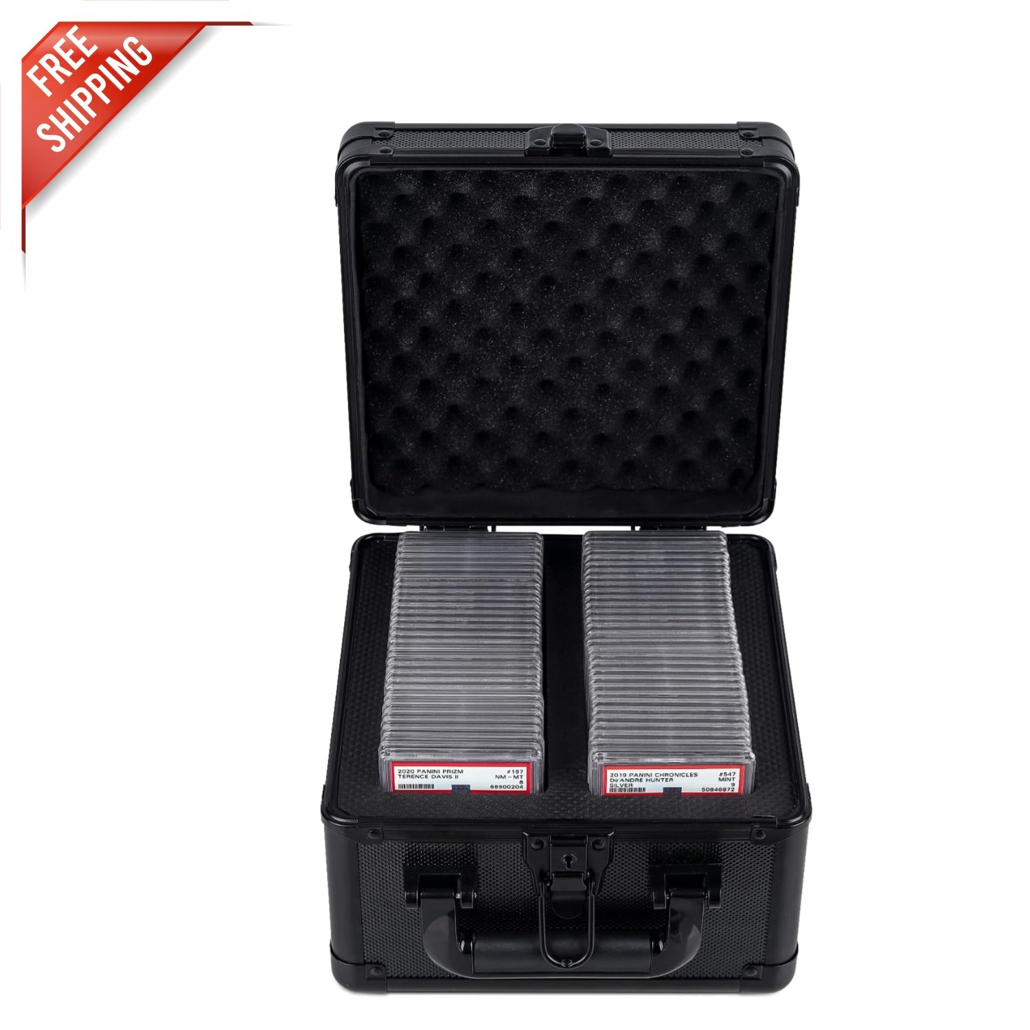 Graded Card Storage Box – Holds Up to 60 Cards, Black Aluminum Case