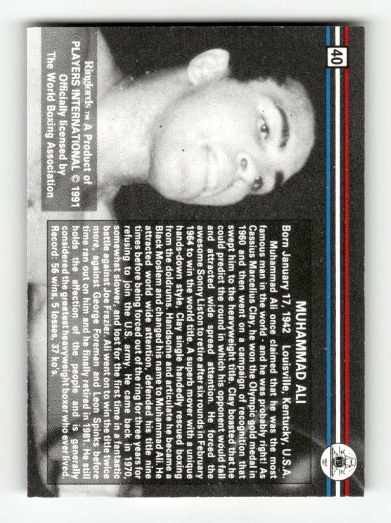 1991 Ringlords Boxing #40 Muhammad Ali NM-NMMT TZ1 BXCP53