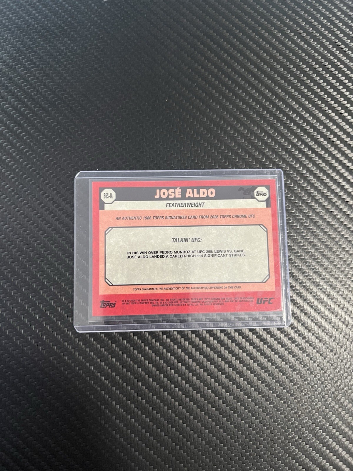 2026 Topps Chrome UFC – Jose Aldo #86S-JA 1986 Insert Geometric Refractor Auto