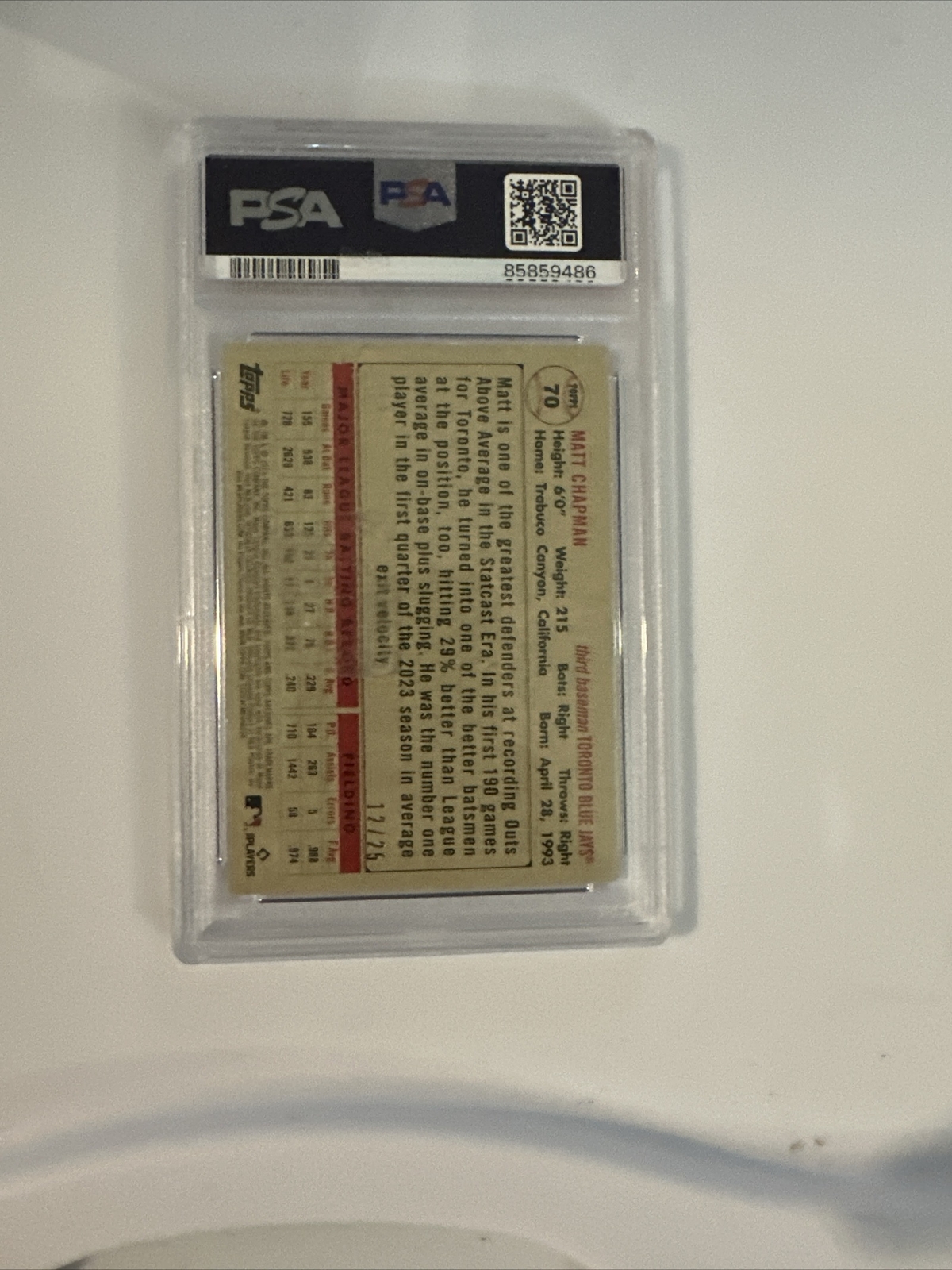 2023 Topps Archives Blue Foil /25 #70 PSA 10 Gem Mint Blue Jays Giants