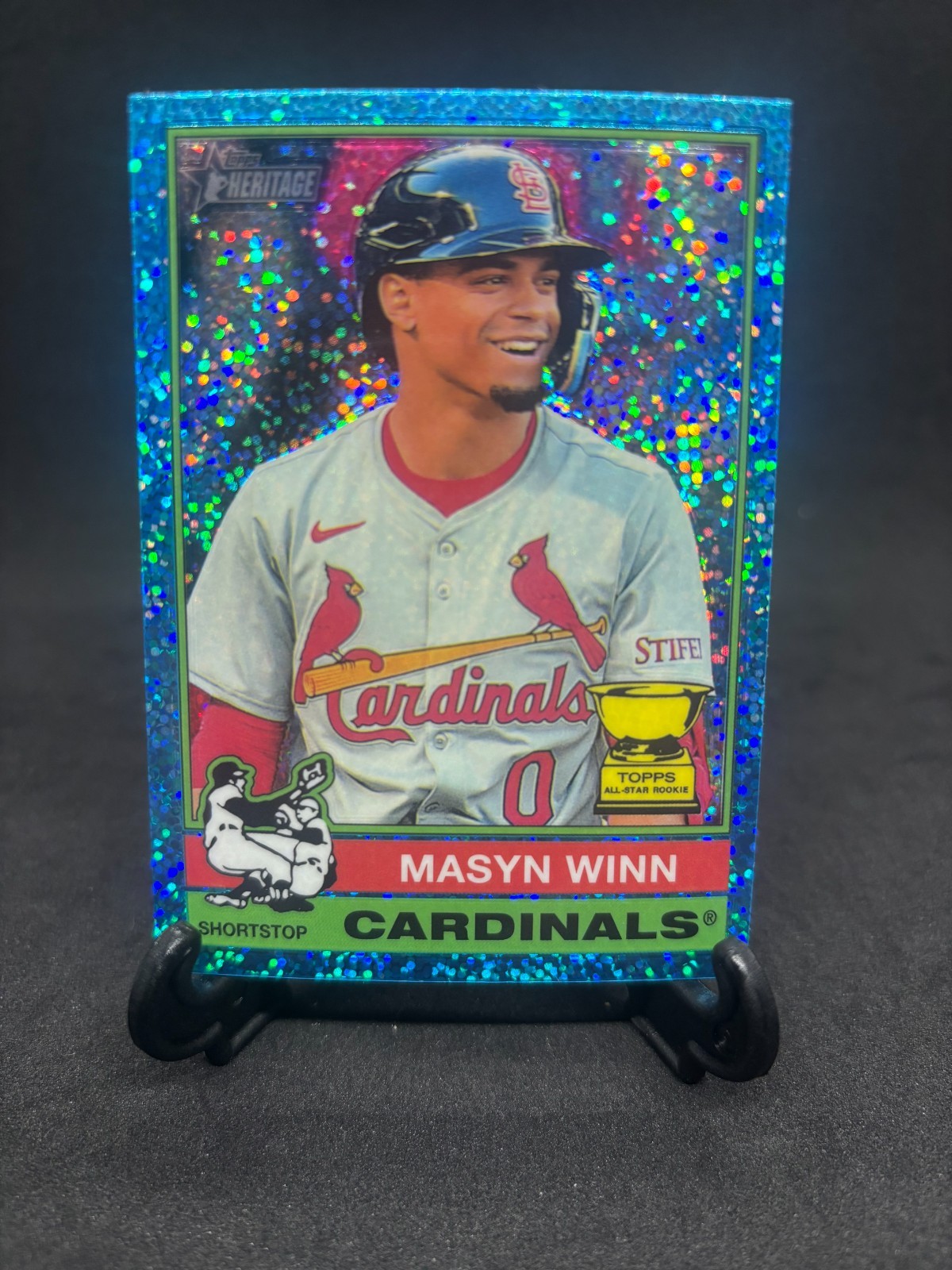 2025 Topps Heritage Masyn Winn #103 Chrome Light Blue Sparkle Cardinals
