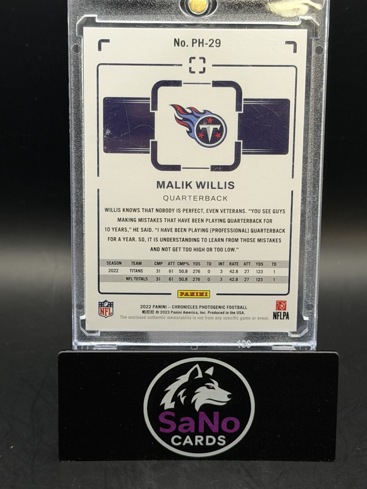2022 Panini Chronicles #PH-29 Malik Willis Photogenic NFL Shield 1/1 Rookie RC