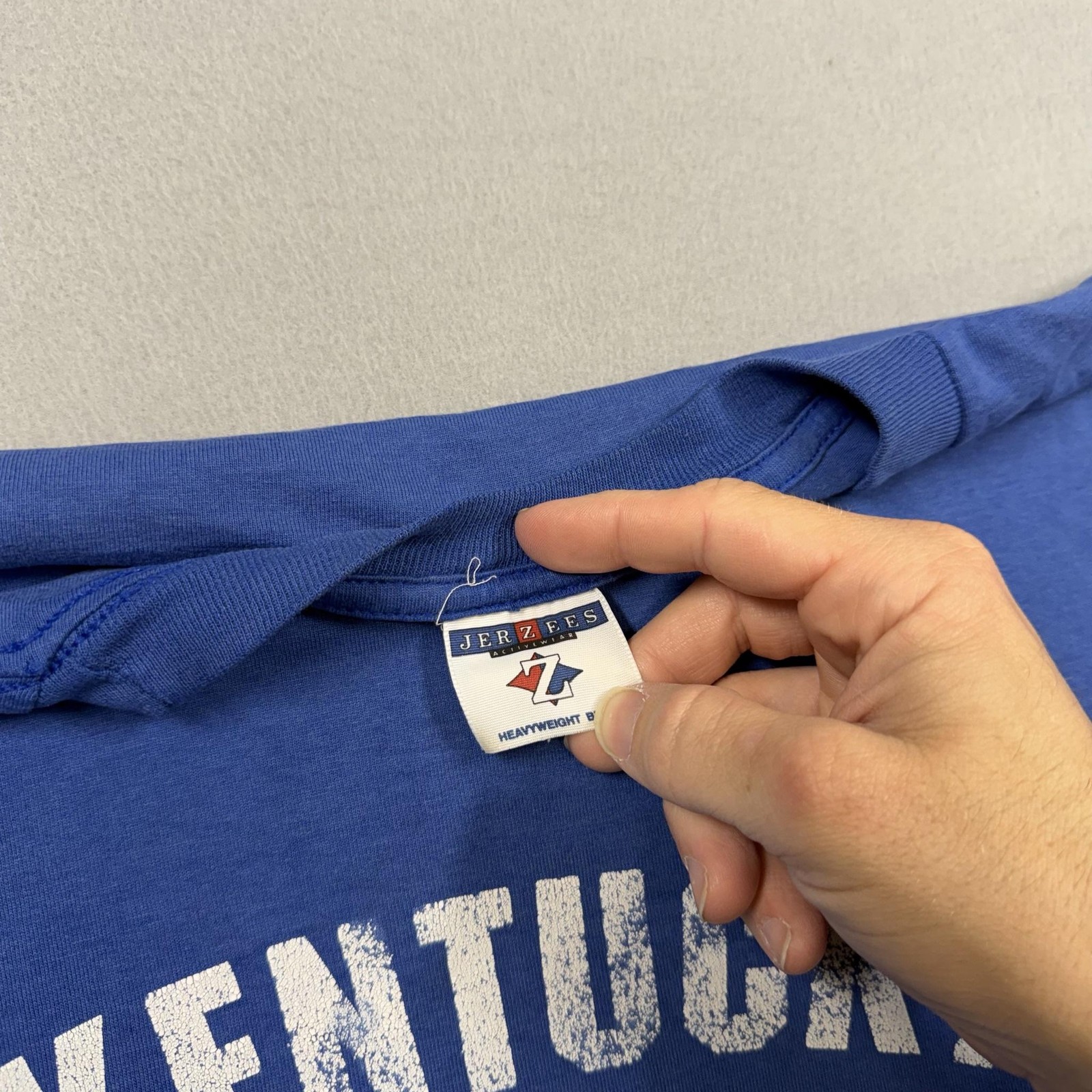 Vintage Kentucky Wildcats Shirt Mens XL Blue NCAA Football Jerzees Helmet 90s