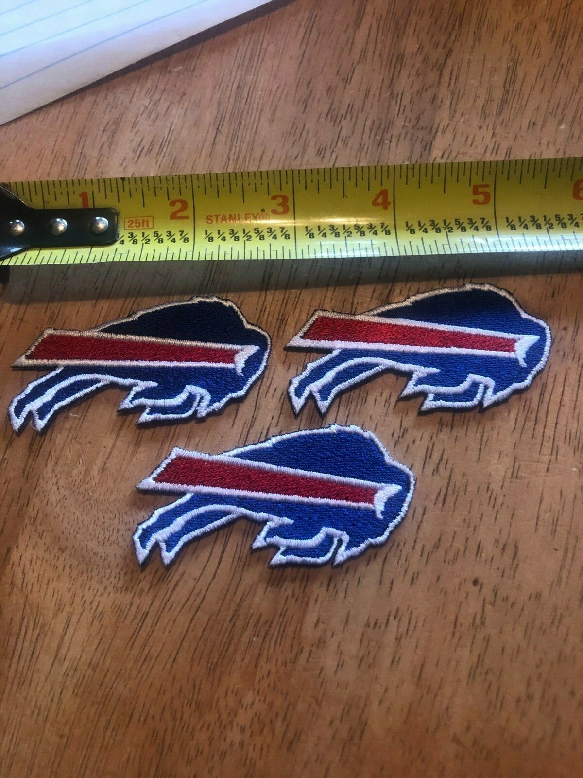 Lot Of 3 BUFFALO BILLS 2 1/2 X 1 1/4 Inch Light Iron On Patch Nice