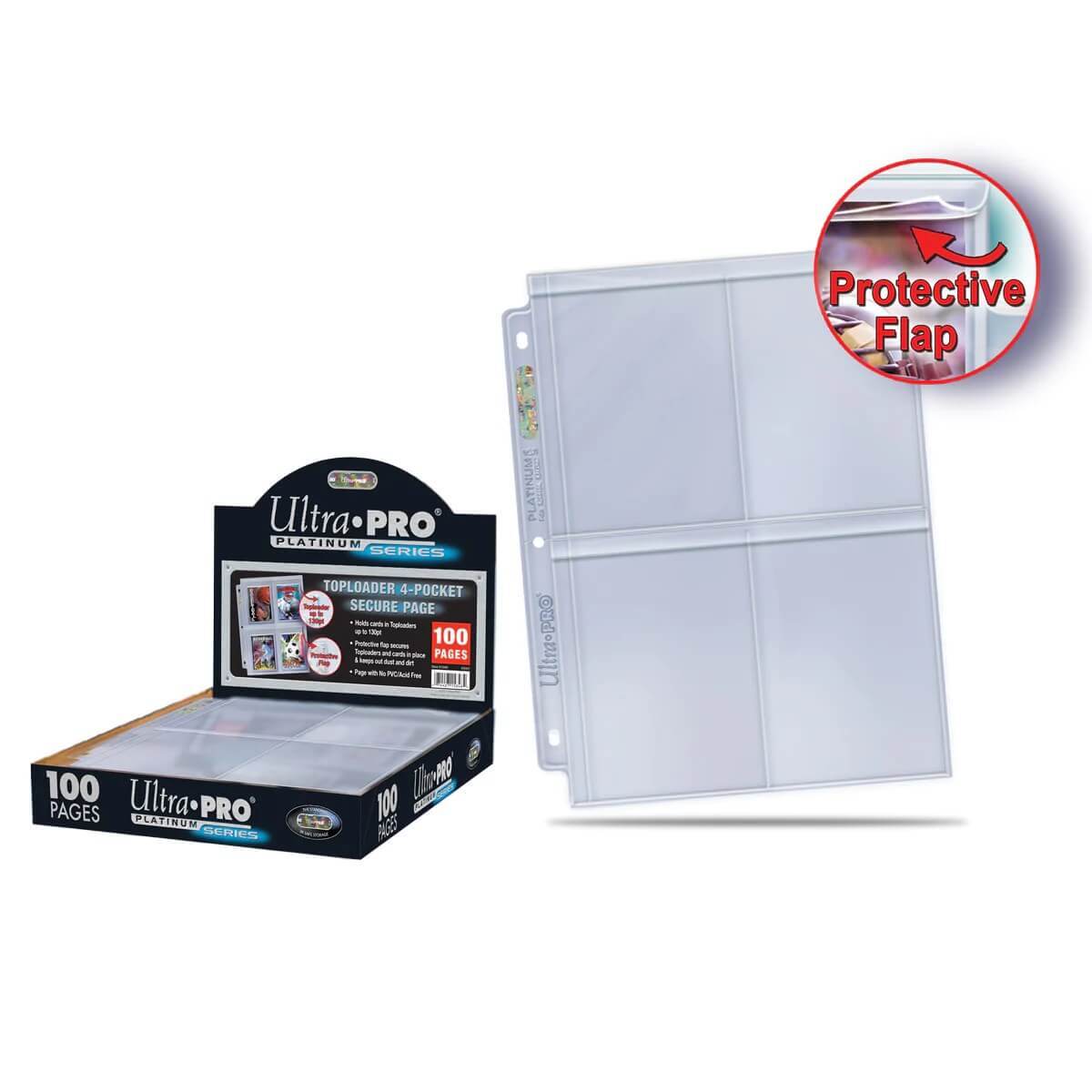 (25 Pages) Ultra Pro Toploader Size 4-Pocket Secure Page For Trading Card Albums