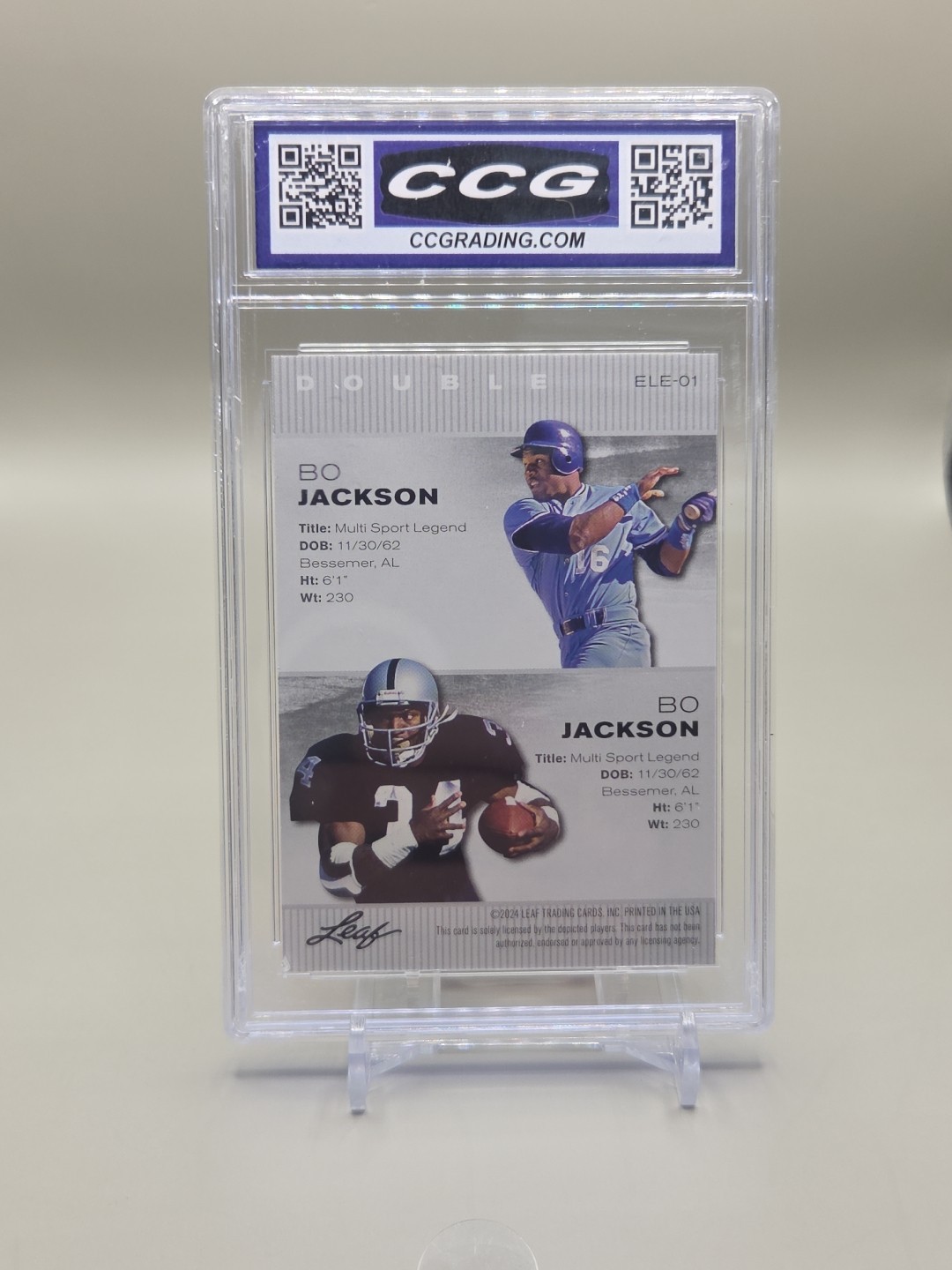 Bo Jackson 2024 Leaf Double # ELE01 GEM MINT Graded 10