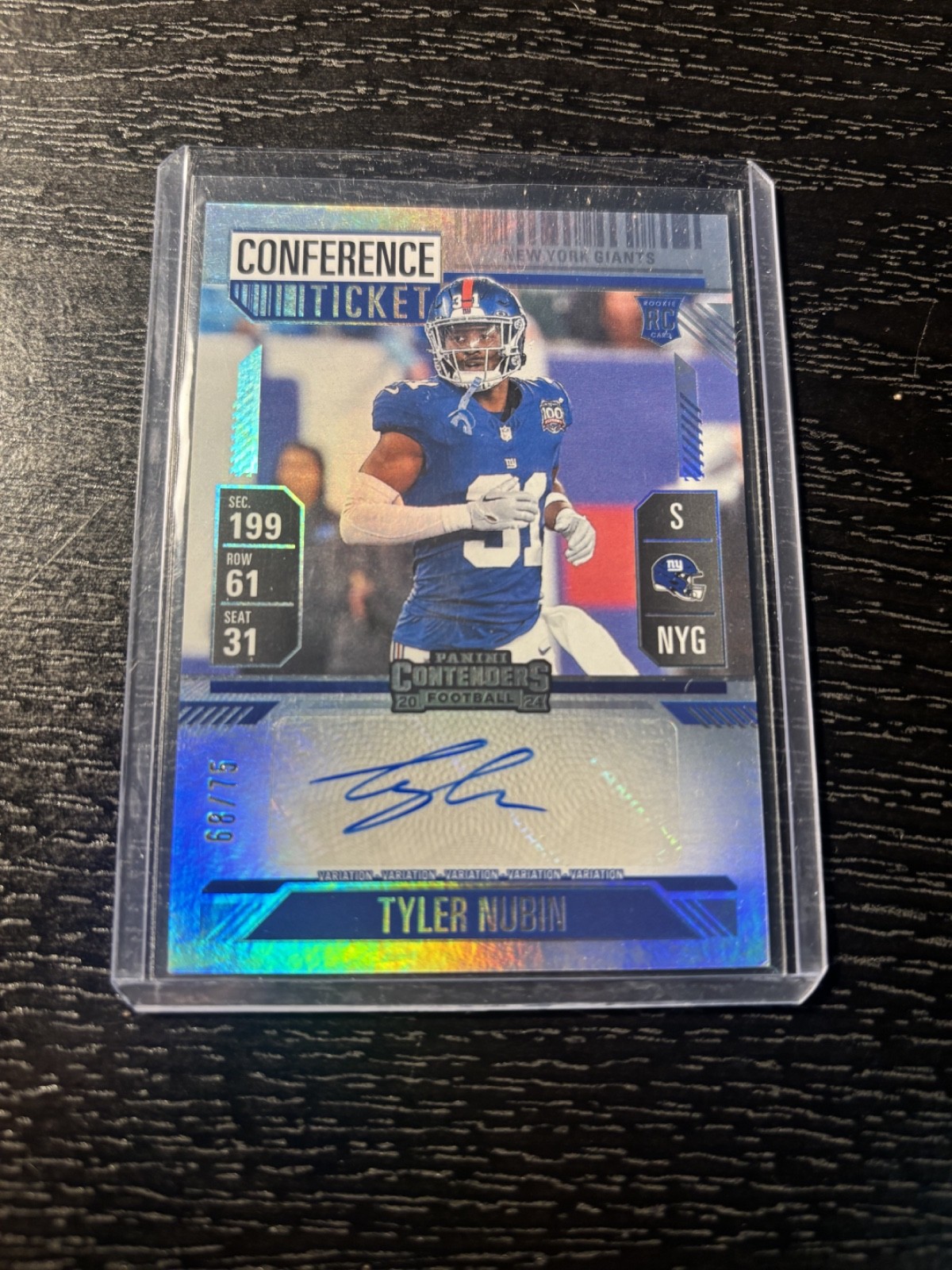 2024 Panini Contenders #153 AUTO Rookie Conference Ticket Tyler Nubin Giants /75