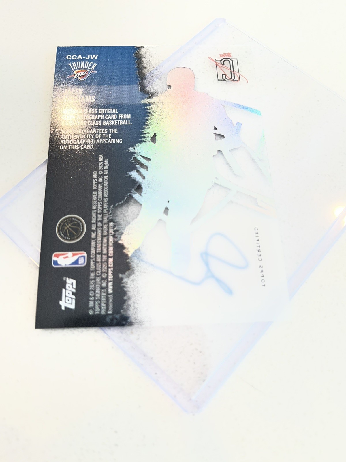 Topps Signature Class 2025 Jalen Williams CCA-JW Crystal Clear Auto OKC Thunder