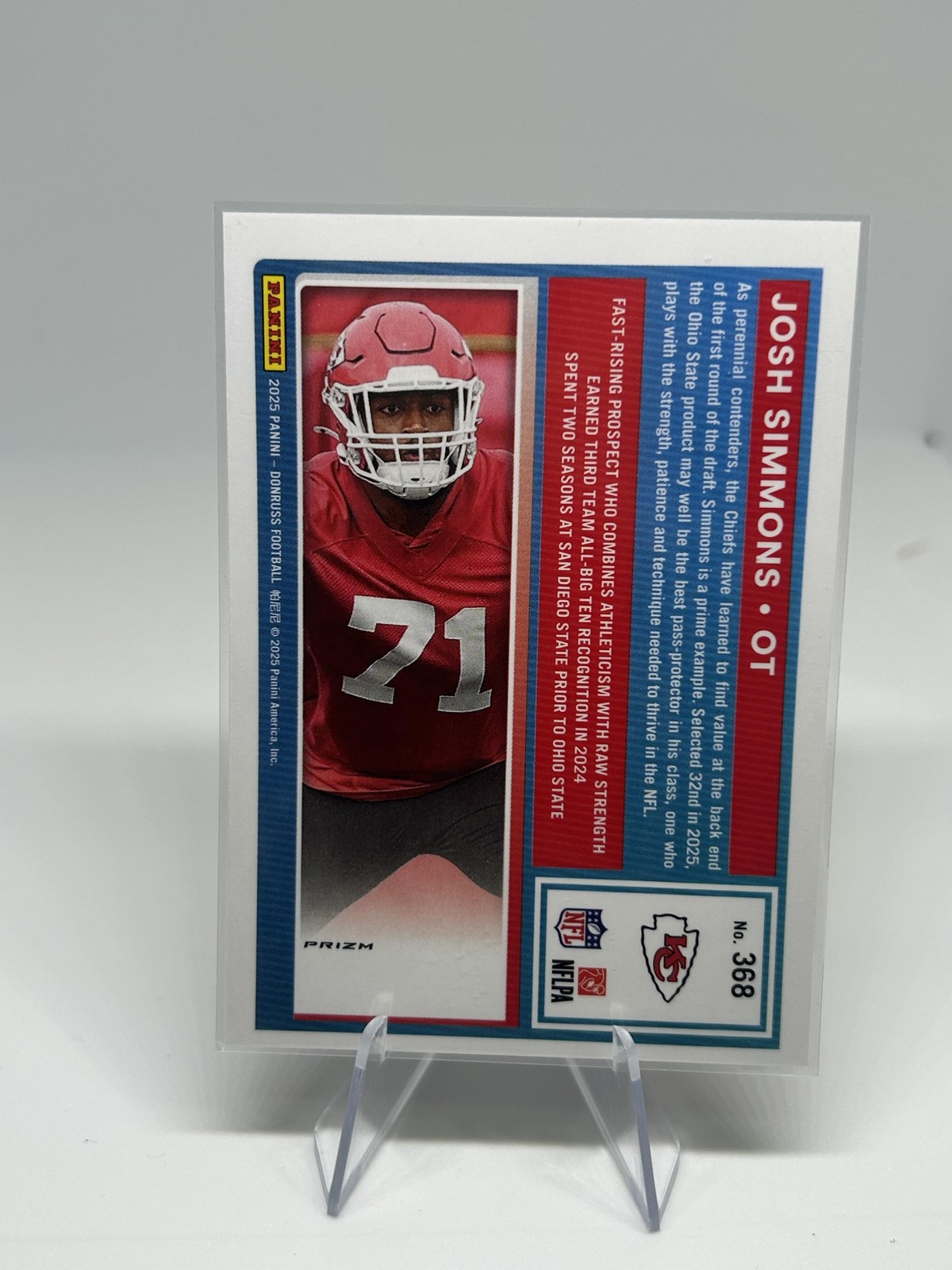 2025 Donruss #368 Josh Simmons Optic Rated Rookies Preview Pink