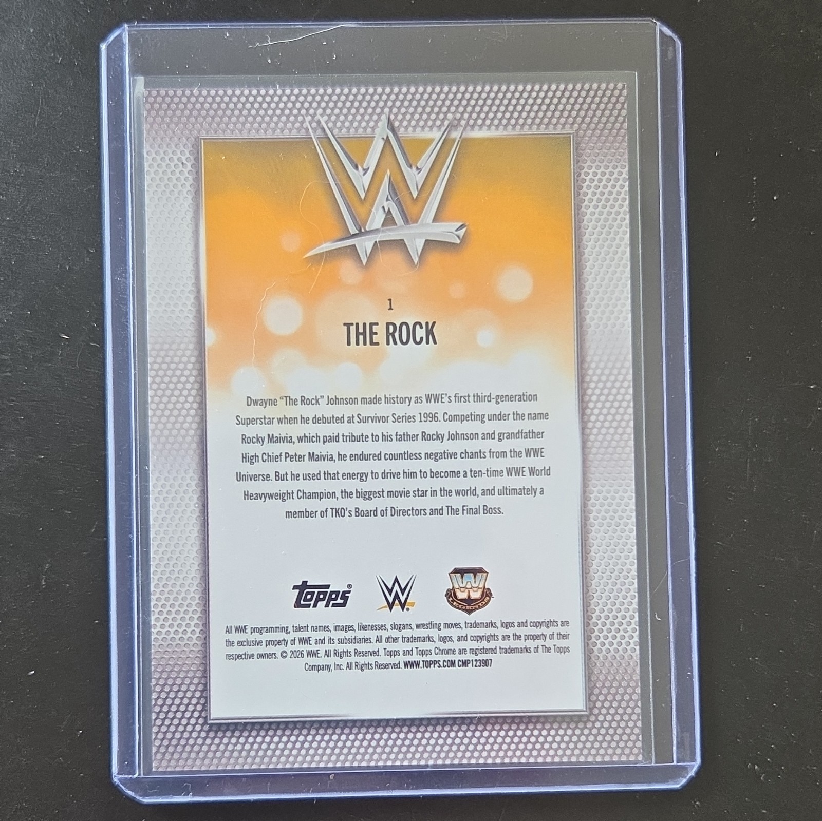 Topps 2026 Chrome WWE The Rock Red X-Fractor Parallel Card #1 5 out of 5