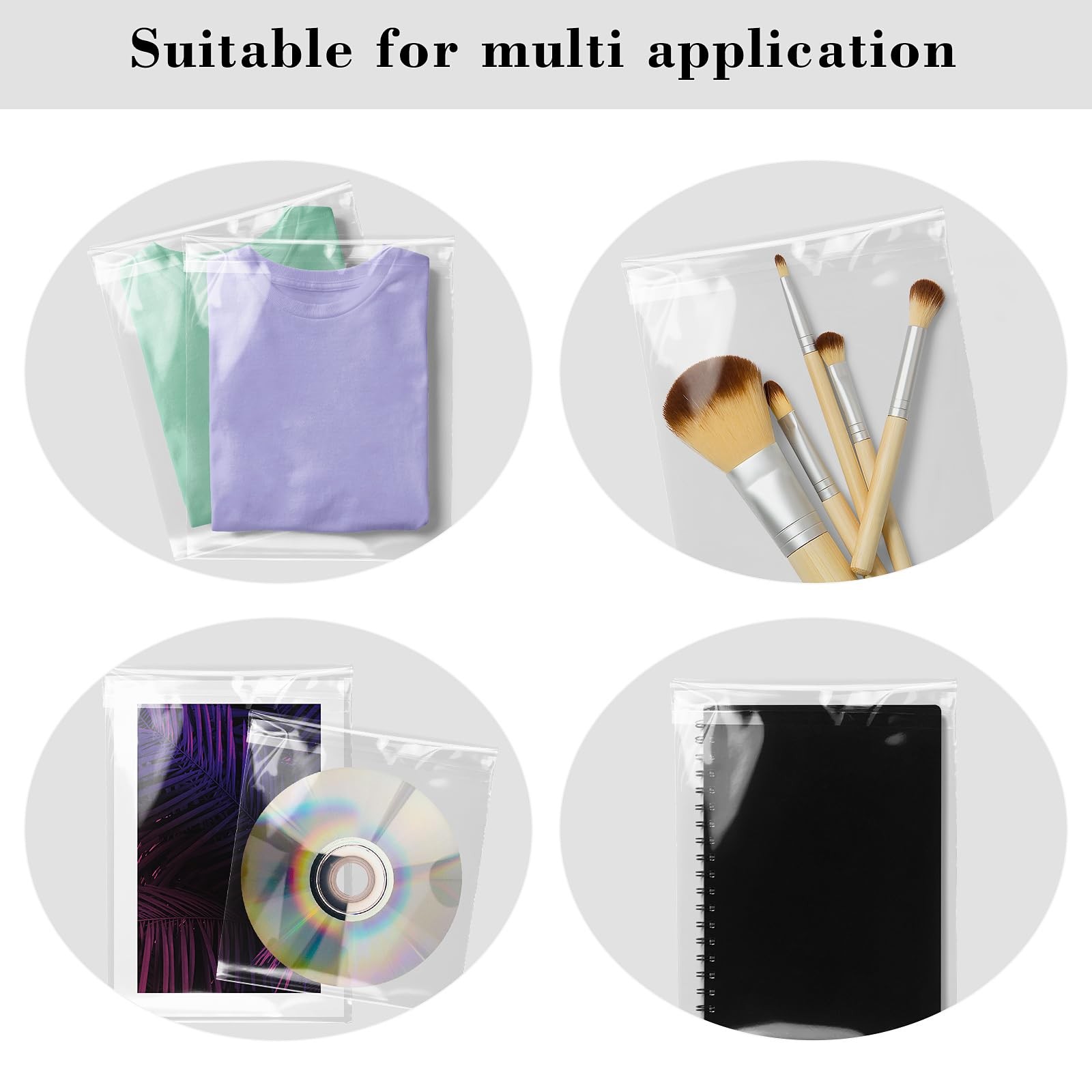 Pack of 100 Crystal Clear Resealable Plastic Stoarge Self Sealing CellophaneBags