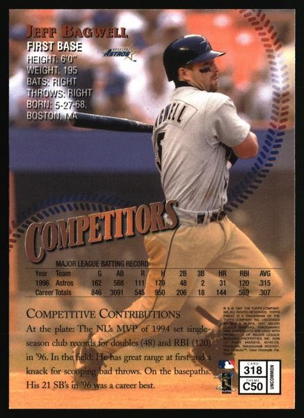1997 Finest MLB Baseball #318 Jeff Bagwell
