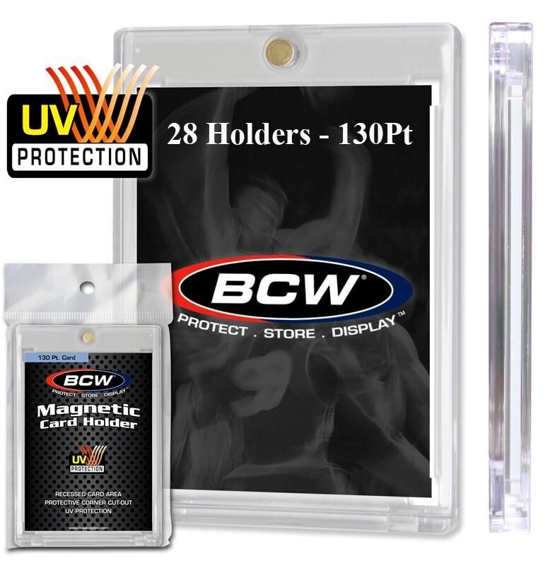 28 BCW Magnetic Card Holders 130 Pt Recessed UV Protection Slab 2 1/2 x 3 1/2 “