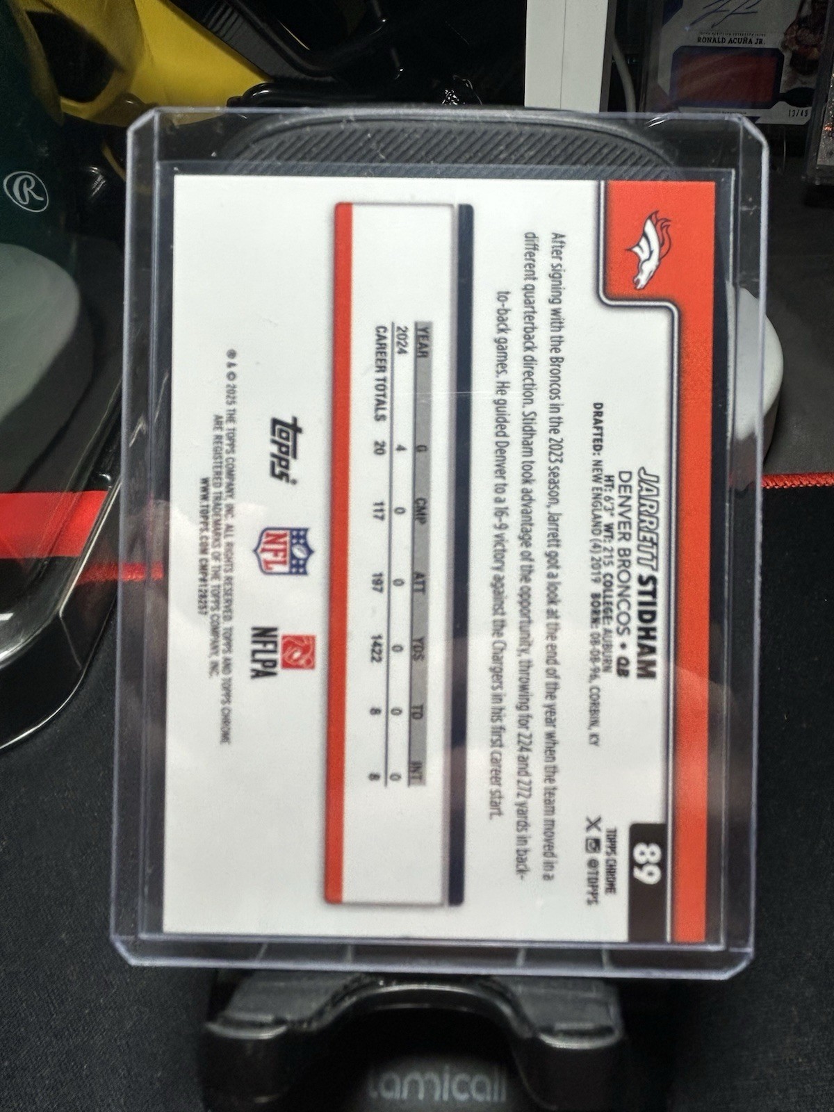 2025 Topps Chrome Jarret Stidham Football Parallel Red 5/5 Book End
