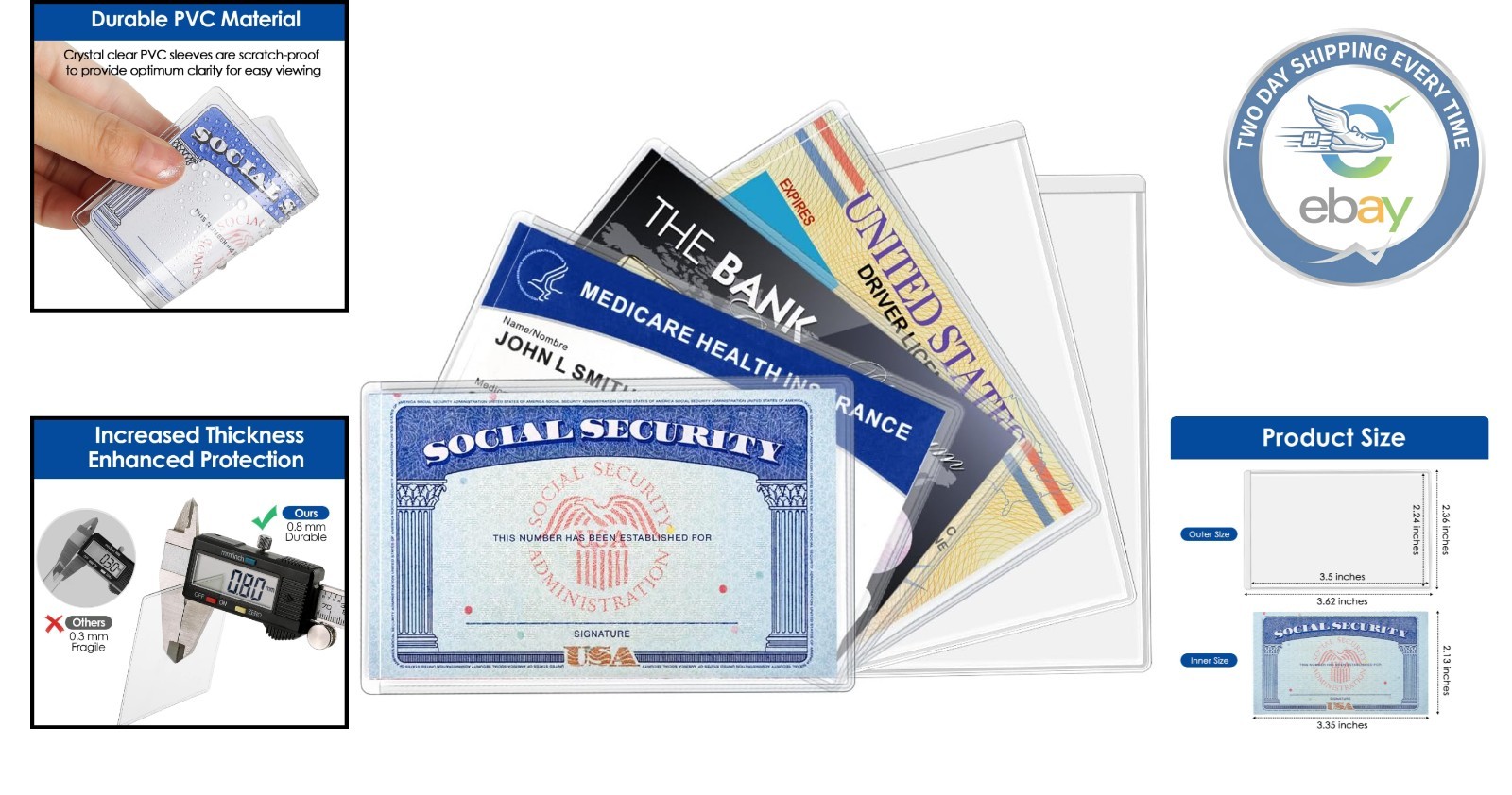 Crystal Clear 12 Mil Medicare Card Protector Sleeves – 6 Pack for IDs & More