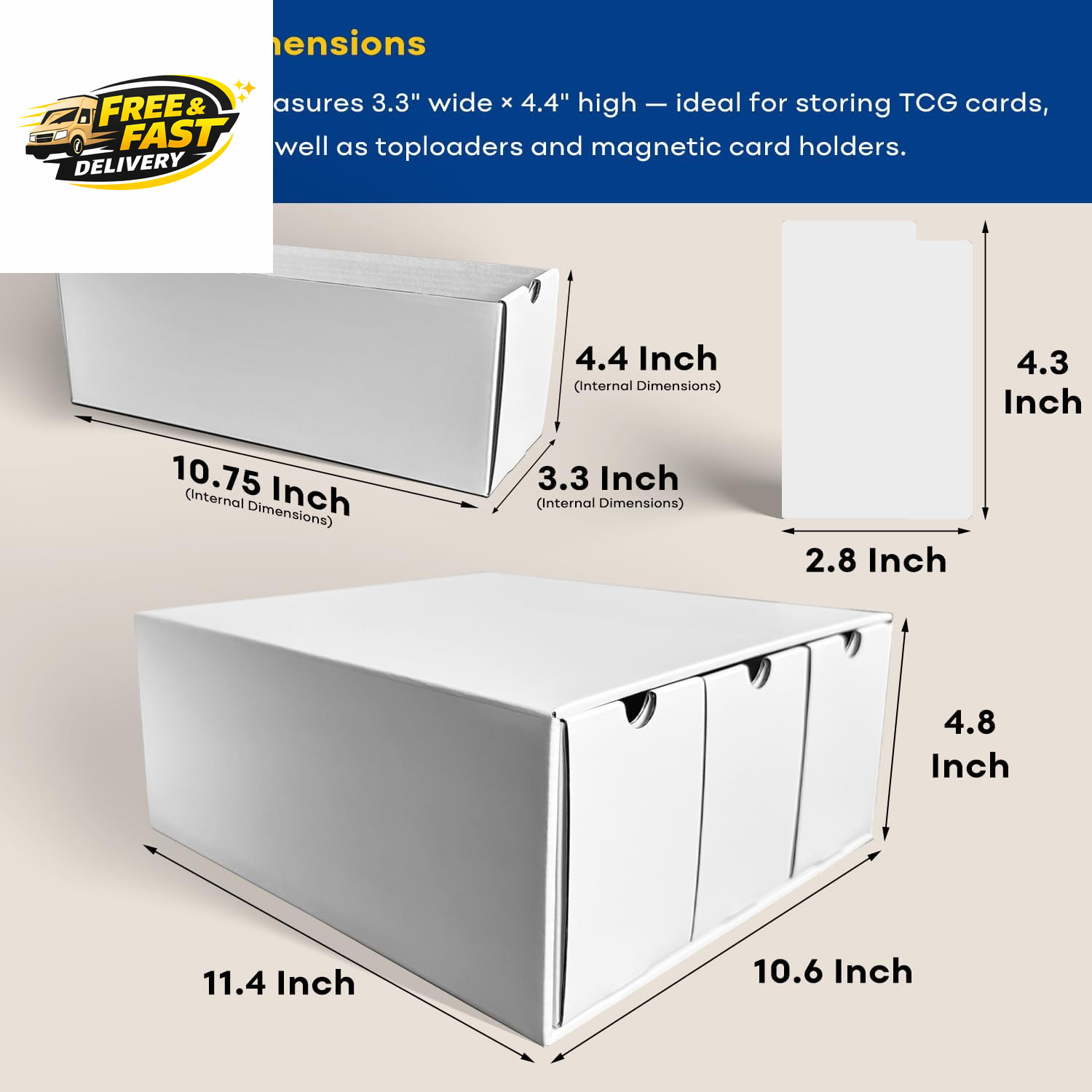 Trading Card Storage Box, Top Loaders Storage Box with 40 Dividers, Cardboard