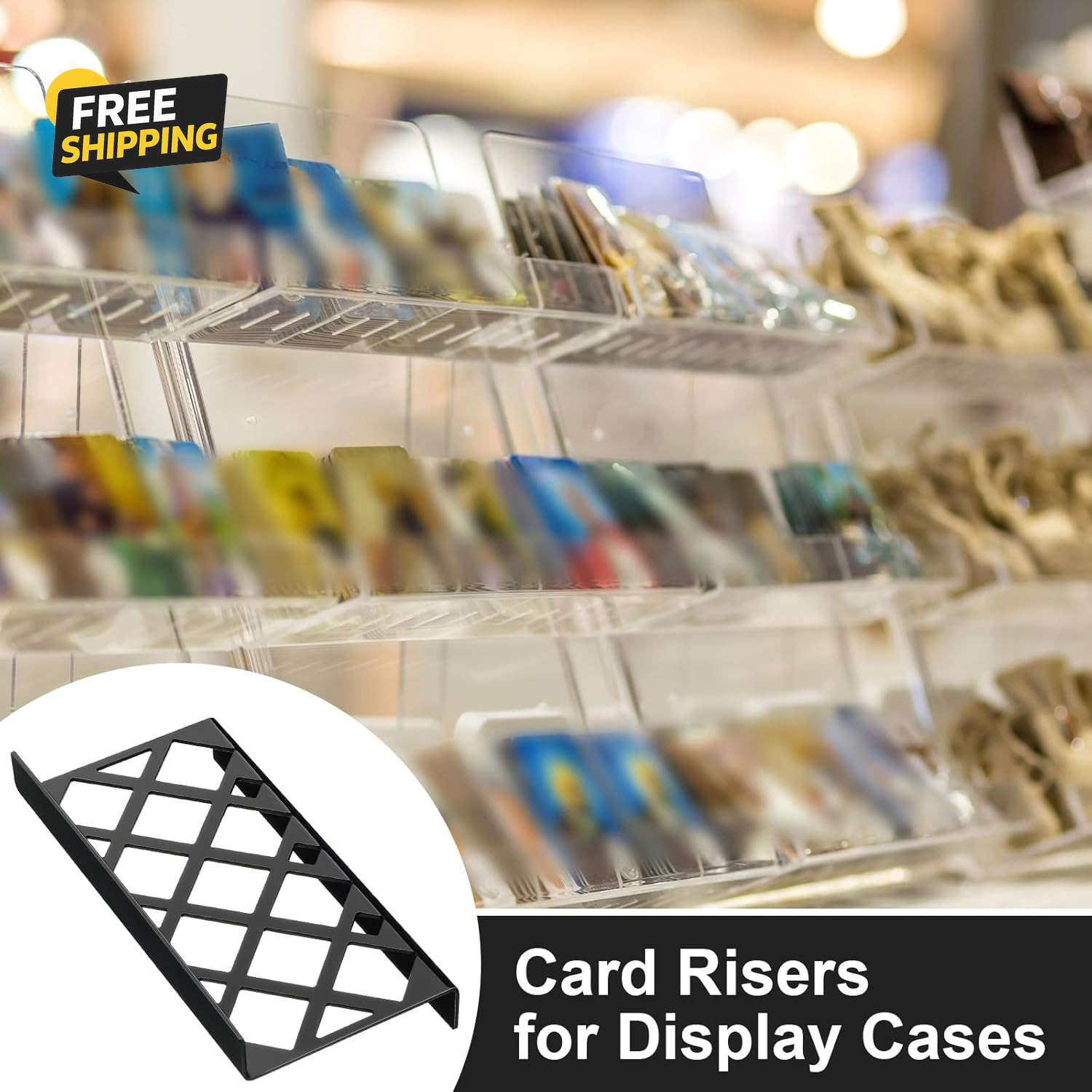 24 Pcs Trading Card Risers for Display Case Acrylic Modular Display Risers
