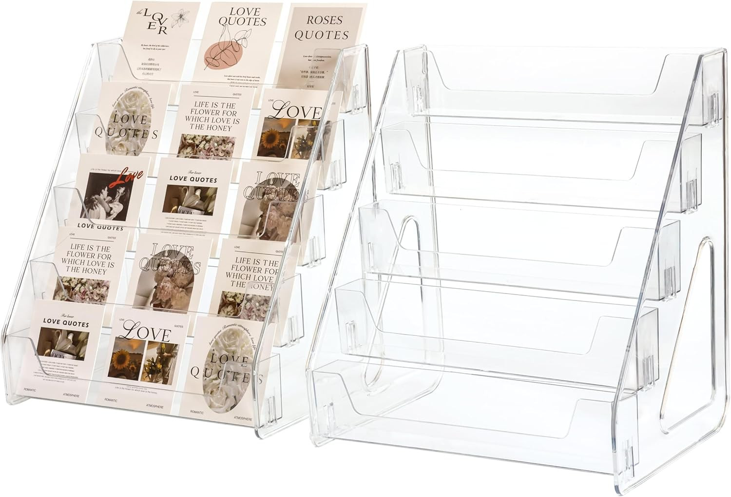 Card Display Stand set of 2, Clear 5-Tiered Shelf For Greeting Card, Stickers…